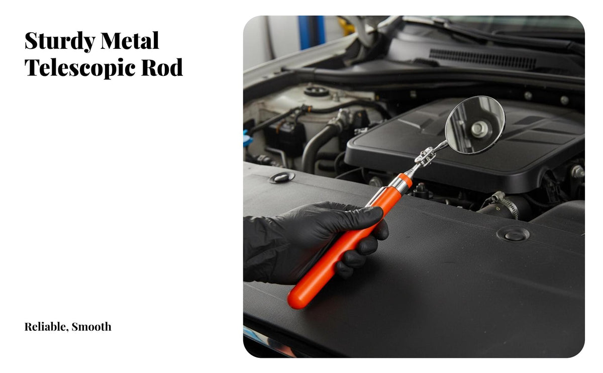 Telescopic Inspection Mirror Adjustable Reach Inspection Mirror Distortion Reflection Repair Specialist Tool for Technicians, Auto Repair