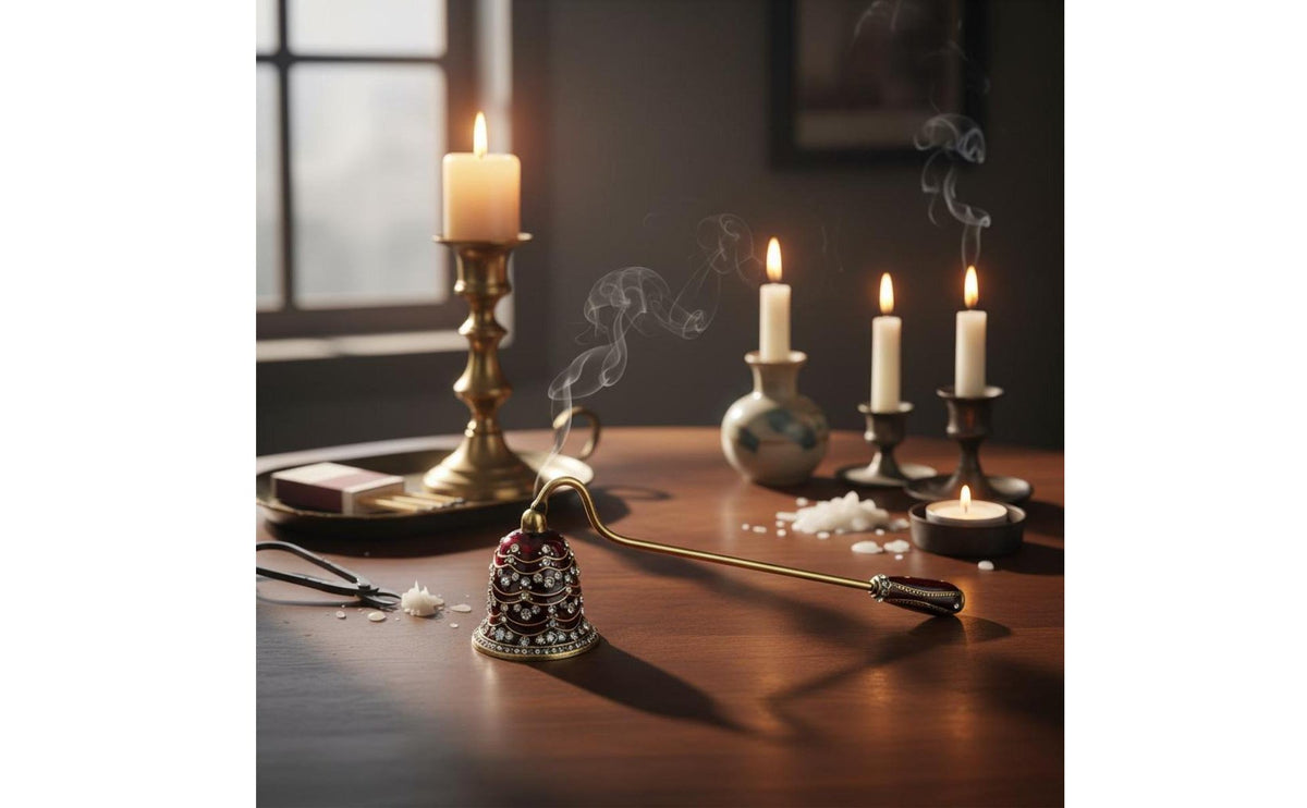 Candle Rhinestone Embellished Long Handle Candle Enamel Finish for Spa
