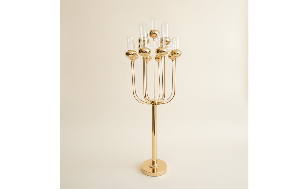 Wedding Floor Candelabra with Gilded Electroplated Wedding Floor Candelabra Freestanding Candle Holder with Sleeves for Planners, Weddings, Receptions