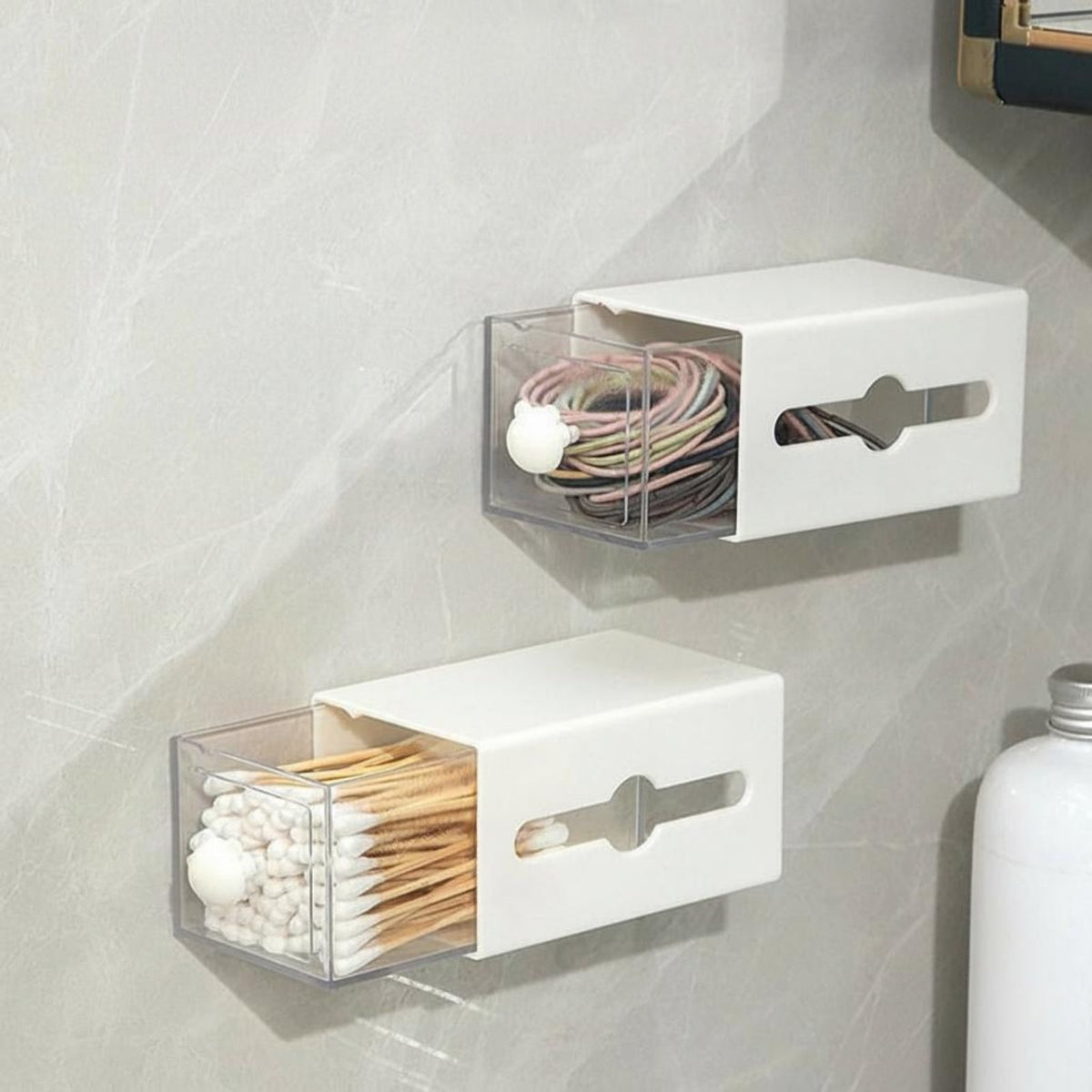 hinged-lid Dispenser with Drawer no-drill Installation for Vanity, Women, Adults