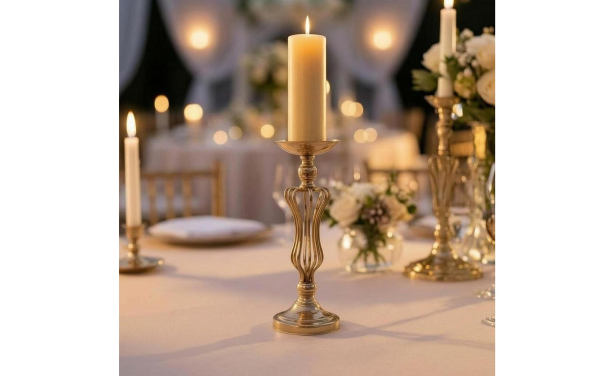 Polished Lustrous Twisted Lattice Candlestick Pedestal Form Decorative Candlestick Weighted Base Decorative Table Centerpiece Shallow Dish Top