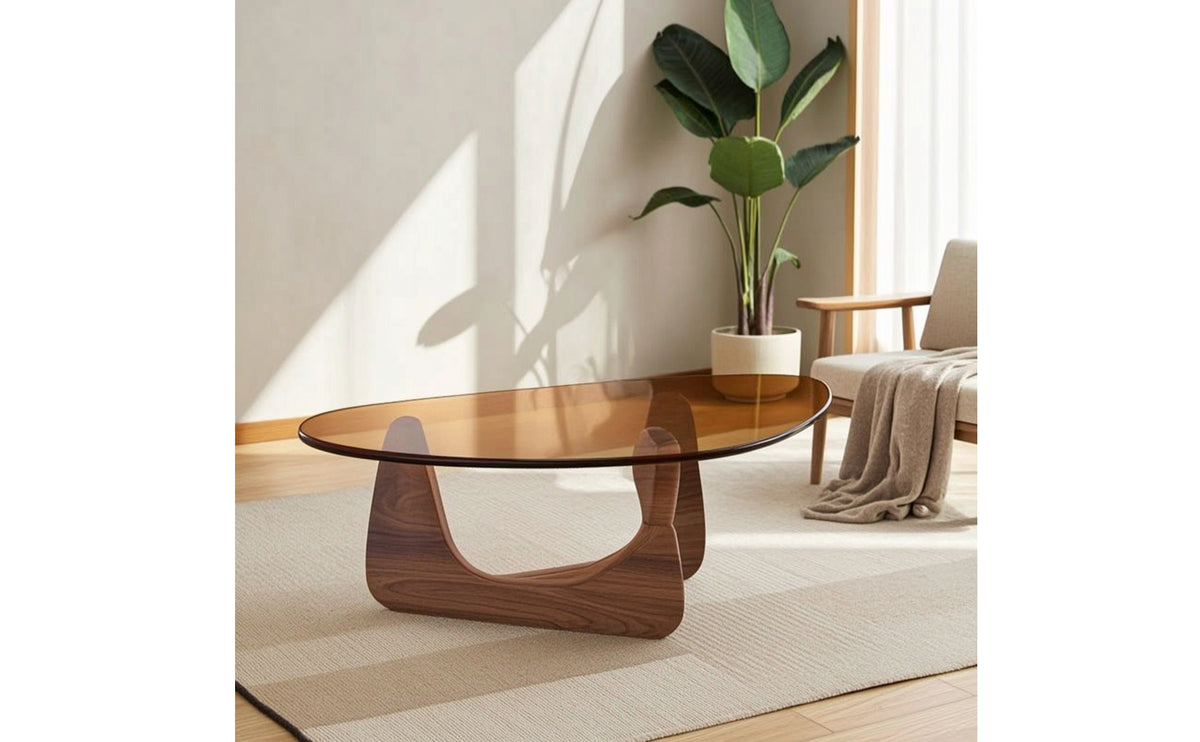 Coffee Table with Glass Top Low-Profile Glass Coffee Table Modern Furniture for Living Room, Lounge