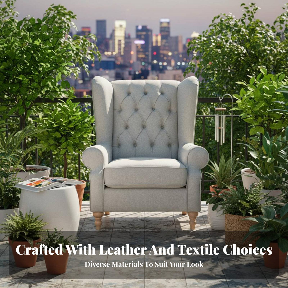 American Country Design Single Sofa Chair Thick Cushion High Back Tufted Chair Rolled Arms Wingback Armchair Easy Assembly for Readers, Interior Design Enthusiasts, Homeowners, Balcony, Bedroom, Study, Office