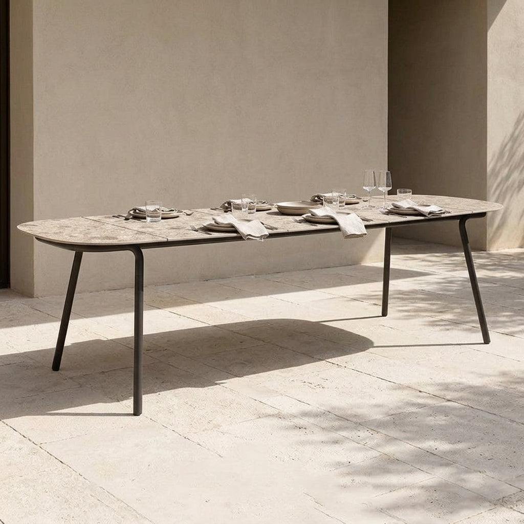 Garden Table Set, Outdoor Dining Table, Extendable, Picnic Table, Modern Minimalist
