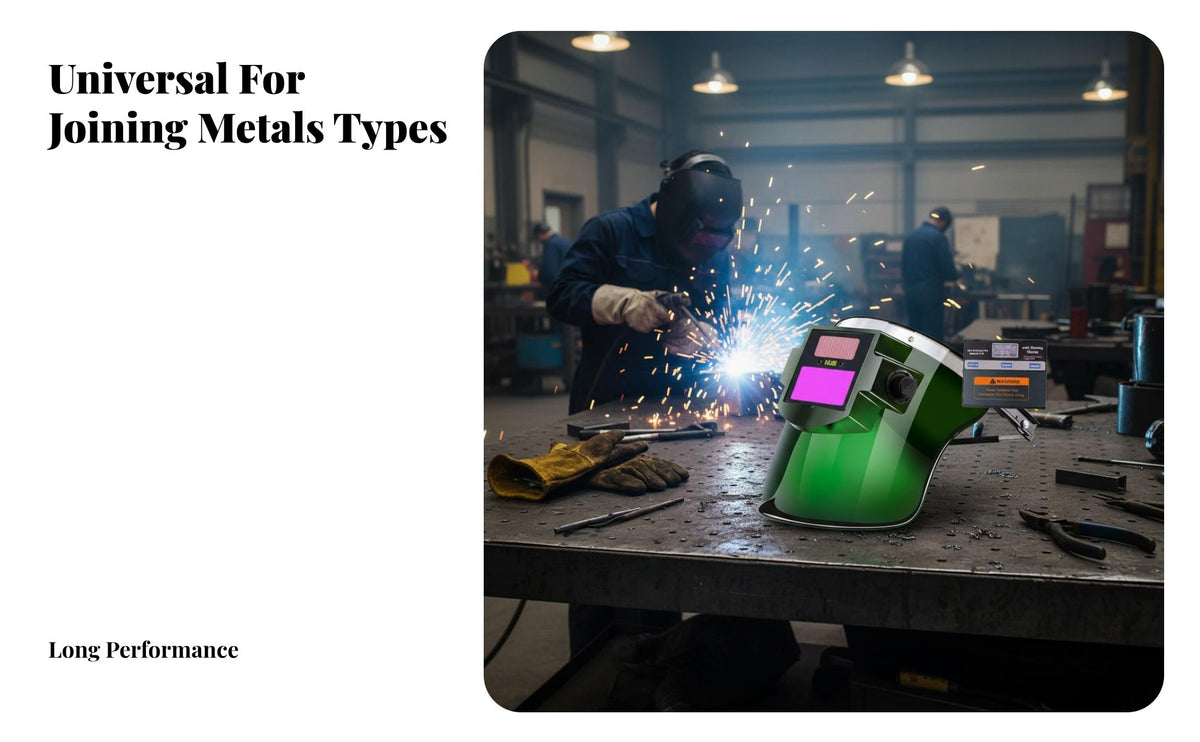 /IR Protection Auto Darkening Metal Joining Helmet Adjustable Headgear Auto Darkening Metal Joining Hood Crystal Clear View for Mechanics