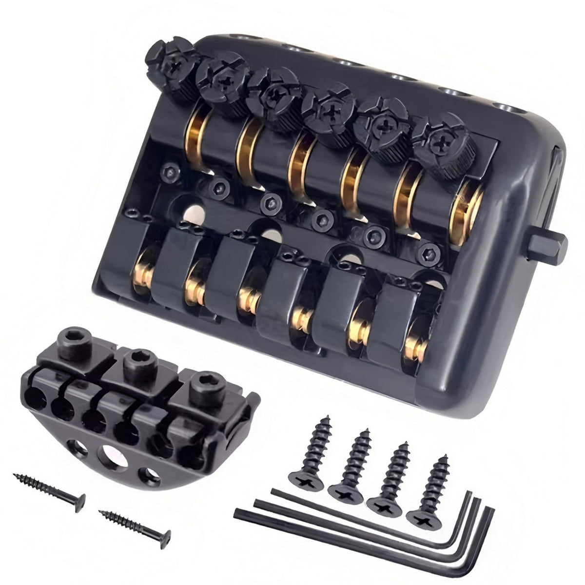 Stringless Fixed Guitar Bridge Tailpiece Saddle Adjustable Stringless Electric Guitar Bridge Sustain Musical Instrument Part for Luthiers