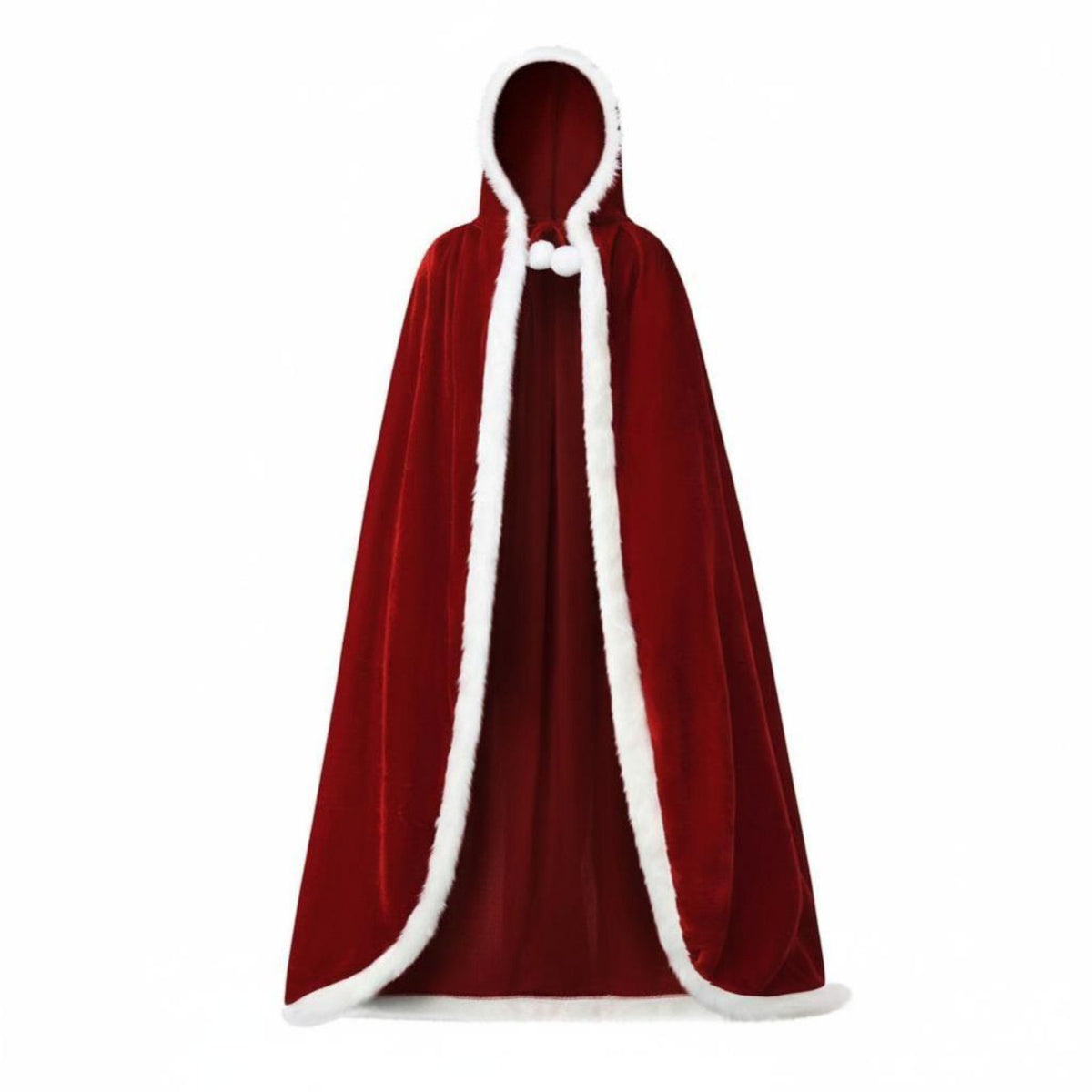 For All Genders Design Christmas Velvet Cloak Attached Hood Full-Length Hooded Cloak Tie Closure Long Cape Soft Texture for Performers, Cosplayers, Holiday Events, Stage Performance, Cosplay Event, Masquerade Ball
