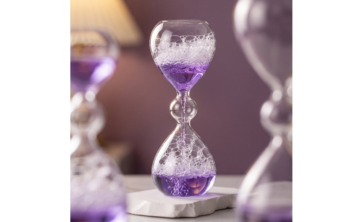Bubble-Textured Hourglass Clear Liquid-Filled Hourglass Compact Desk Sculpture for Shelf, Bedside Table