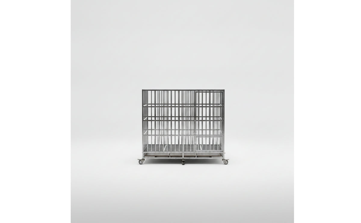 Stainless Steel Canine Enclosure Cage Heavy Duty Dog Cage with Wheels Rust-Resistant for Large Dogs, Indoor, Outdoor