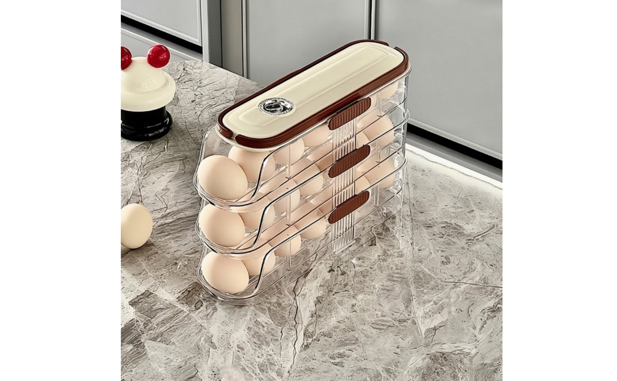 Egg Holder with Drawer Three-Layer Egg Organizer with Drawer Compact for Refrigerator