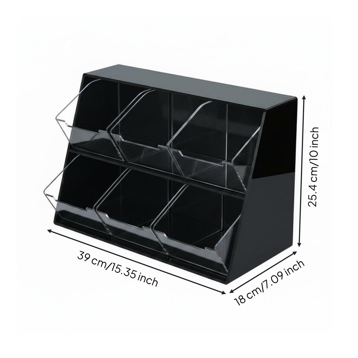 Space-Saving Acrylic Coffee and Tea Organizer Easy Reach Tea Bag and Sugar Packet Organizer Detachable Bins for Office Breakroom, Pantry