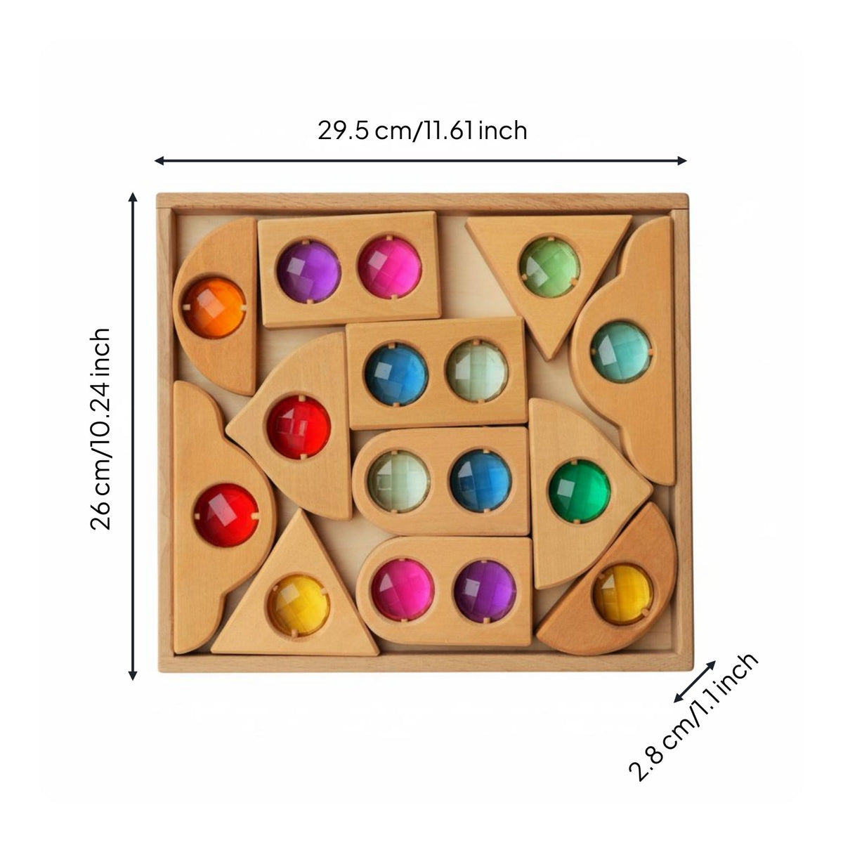 Educational Wooden Kaleidoscope Block Set Colorful Acrylic Shape Block Activity Color Recognition for Preschoolers, Kindergarten, Classroom