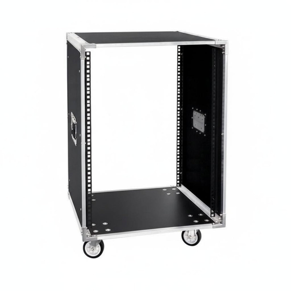 Thickened Metal Frame Rolling Flight Case Heavy-Duty Construction Mobile Audio Rack Reinforced Corners Portable Sound Equipment Case With Casters for DJs, Musicians, Outdoor Events, Home Theater, Studio, Conference Room