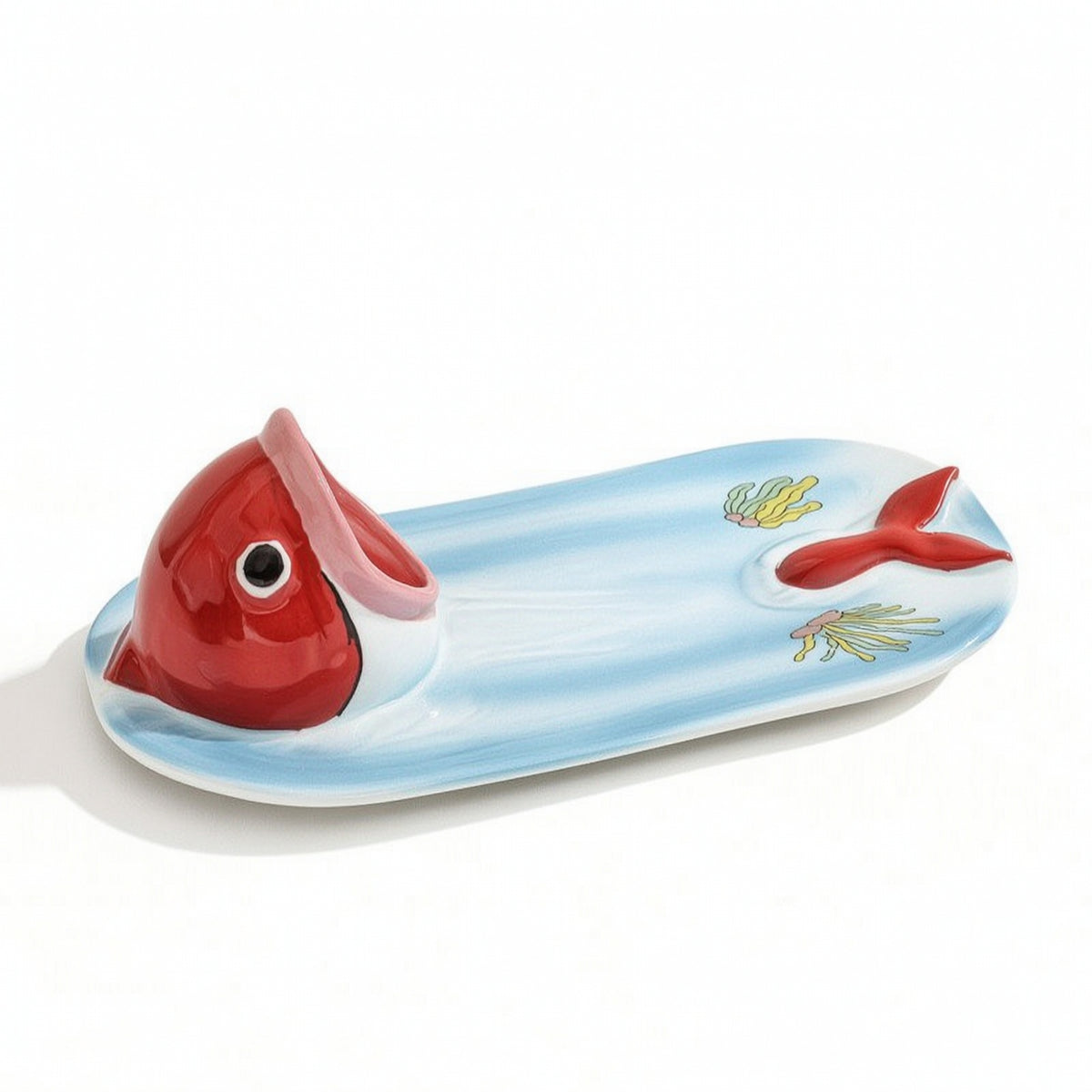 Japanese Style Ceramic Shark Plate for Dips and Sushi
