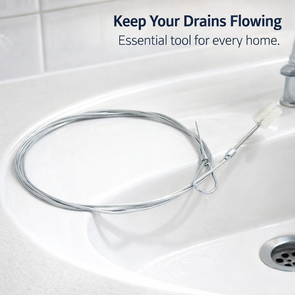 tool, flexible drain hair clog remover, steel wire sink unclogger clogged for homeowner 1.5 meter pipe