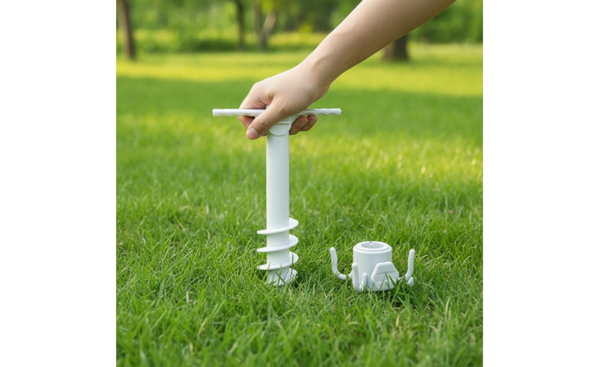 Universal Fit Beach Umbrella Sand Anchor Spiral Umbrella Anchor with Hooks Adjustable Windproof for Camping, Garden, Patio