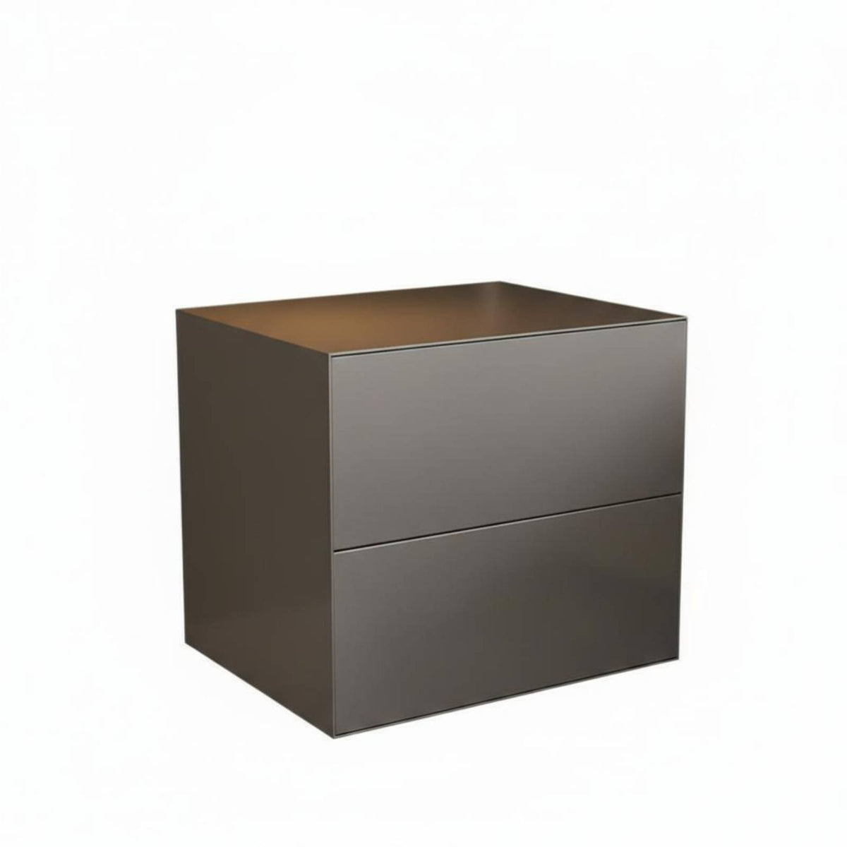 Varnish Ed Finish Handleless 2-Drawer Cabinet Minimalist Design Nightstand Light Luxury Design Bedside Table Slim Profile for Homeowners, Adults, Hotel Room, Entryway