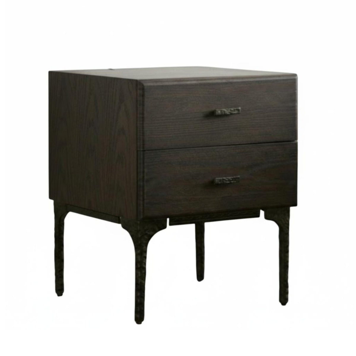 Smoked Finish Nightstand with Storage Industrial Look Single-Drawer End Table with Shelf Vintage Aesthetic Bedside Cabinet Modern Design for Homeowners, Renters, Students, Bedroom, Guest Room, Office