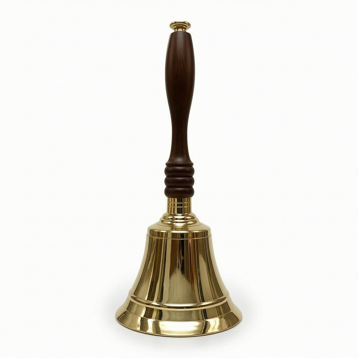 Brass Hand Call Bell with Wooden Handle Handheld Brass Hand Bell Polished for Teachers, Collectors, Home Decor, Classroom, Reception Desk
