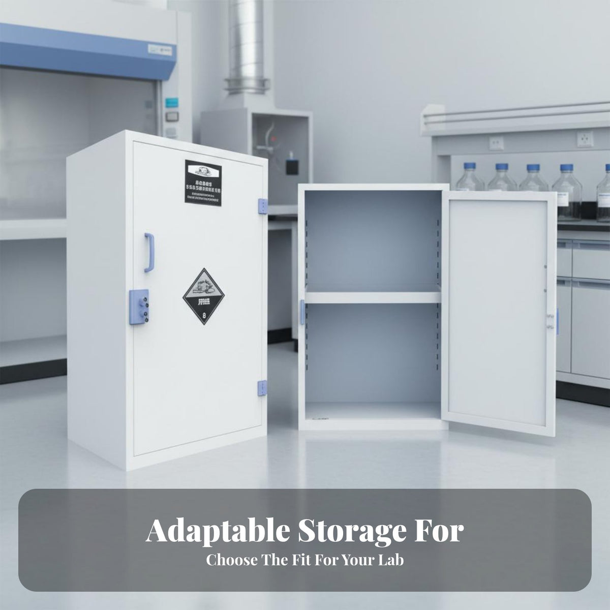 PP Reactive Base Cabinet Material Reagent Cabinet Leak-Resistant Shelves for Chemists, Scientists, Research Institute, Hospital