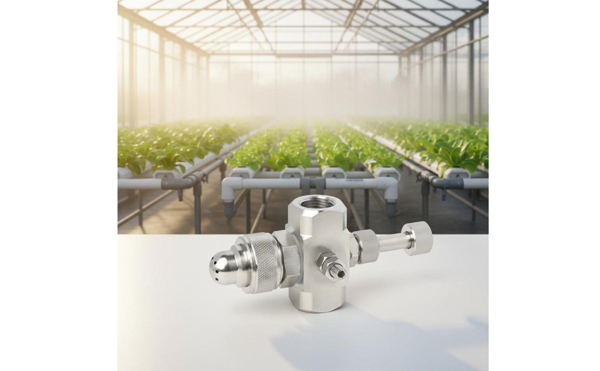 Uniform Atomization Stainless Steel Humidifying Nozzle Resistant High Flow Atomizing Spray Head Fine Dry Mist Air Atomizing Nozzle Long-Lasting for Humidification, Cooling, Dust Control