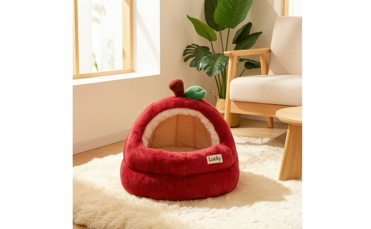 Enclosed Pet Bed Semi-Enclosed Cave Bed Soft Pet Bed with Removable Pad for Kittens, Small Dogs, Living Room, Bedroom