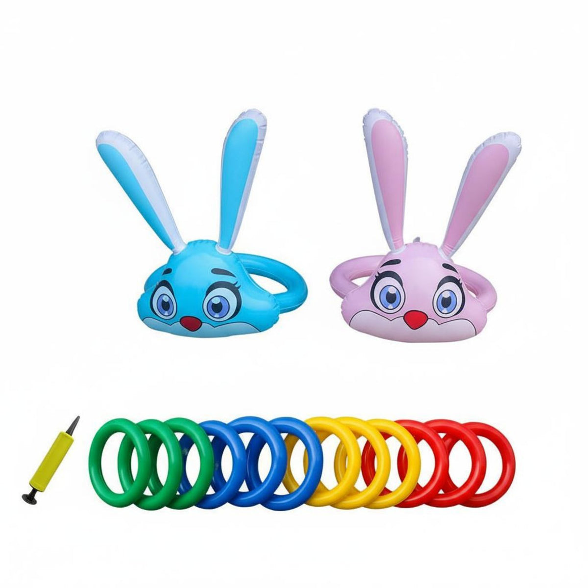 Inflatable Hare Hoop Toss Group Amusement Wearable Hoop Toss Hat Inflatable Hare Ears Game Safe for Children Easter Hare Game