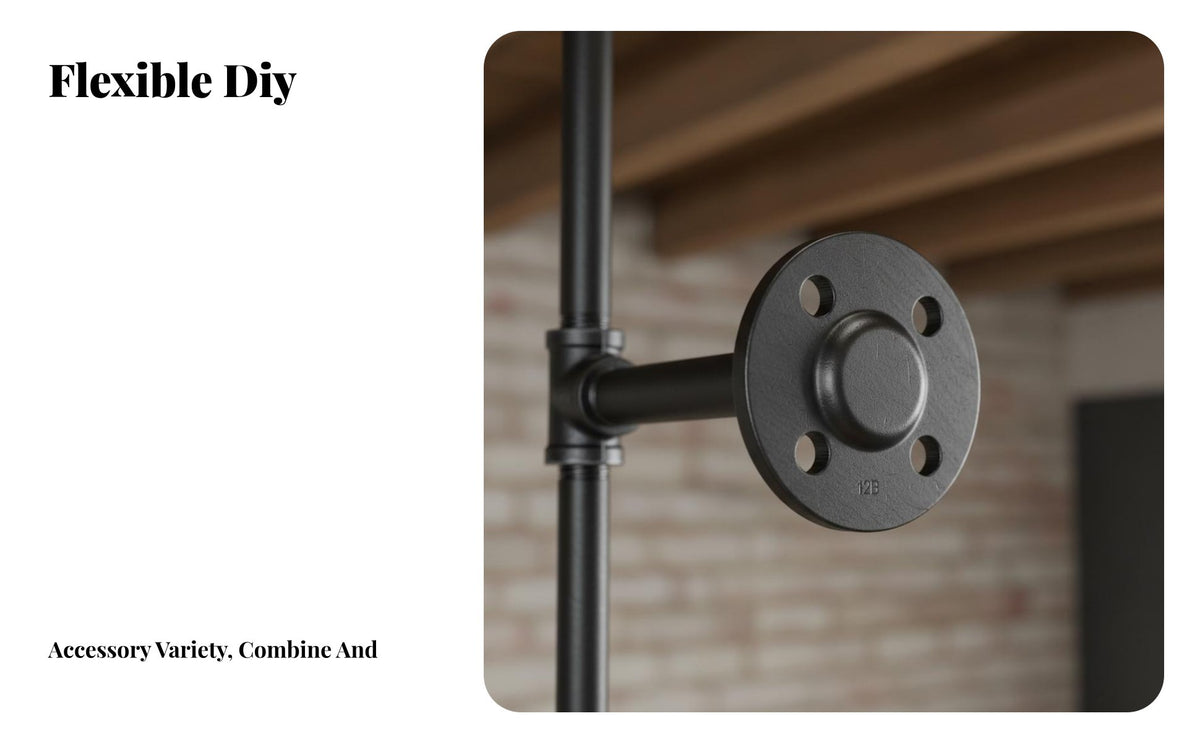 2 Pieces Utilitarian Pipe Shelving Unit DIY Assembly Utilitarian Pipe Shelf Exposed Shelving Unit Shelving Unit for Business Owners, Renters, Study