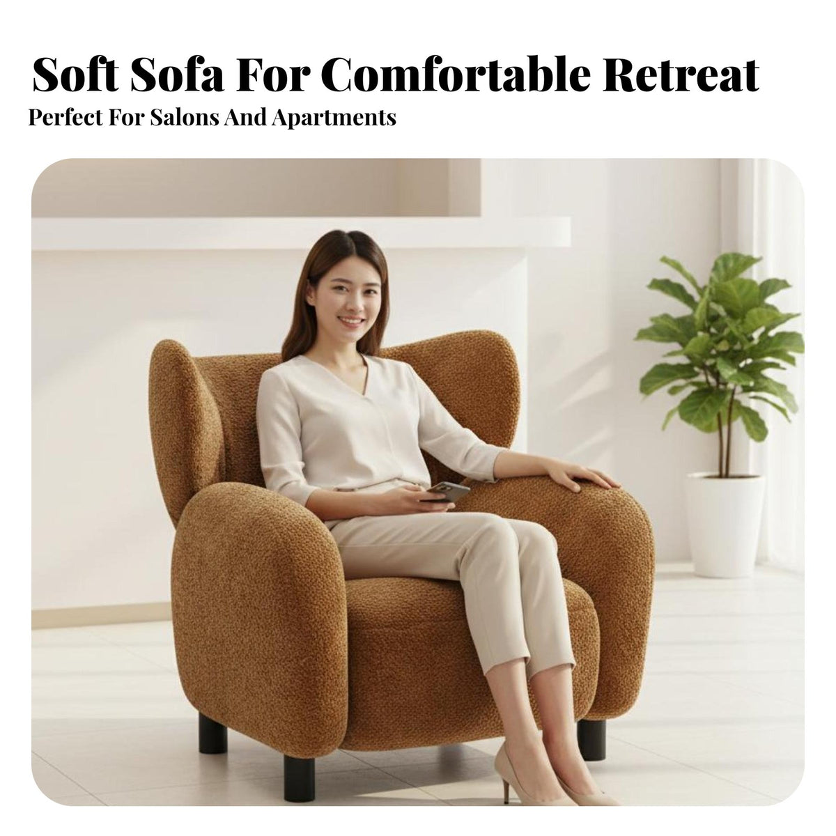 distinctive Shape Mermaid Tail Couch Statement Piece Sofa Modern Minimalist Lounge Seating Signature aesthetic for Interior Designers, Design aficionados, Business Owners, spa, Apartment, Reception Area, Living Room
