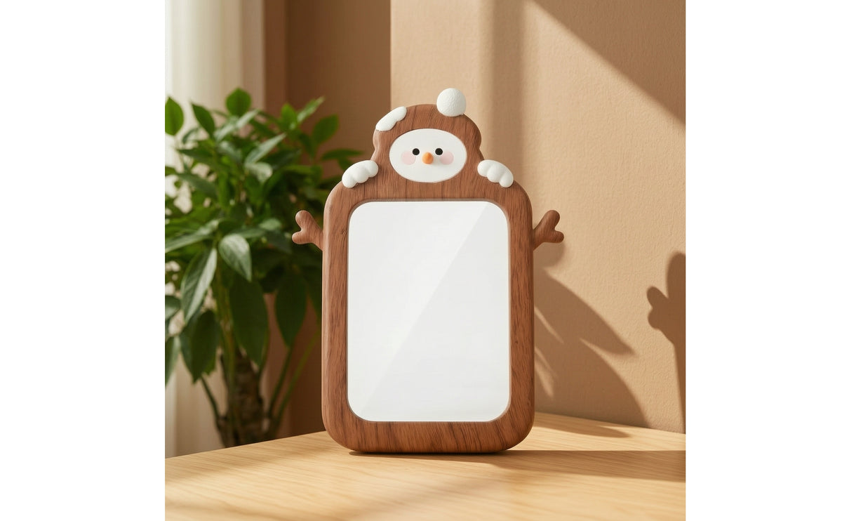 Snowman Photo Frame Wood-Grain Snowman Picture Frame Rectangular for Shelf, Nursery