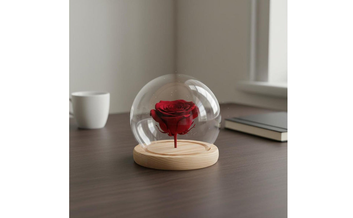 Glass Dome Wooden Base Minimalist Design Spherical Glass Dome with Base Clear Globe Cover Handmade House Decoration DIY