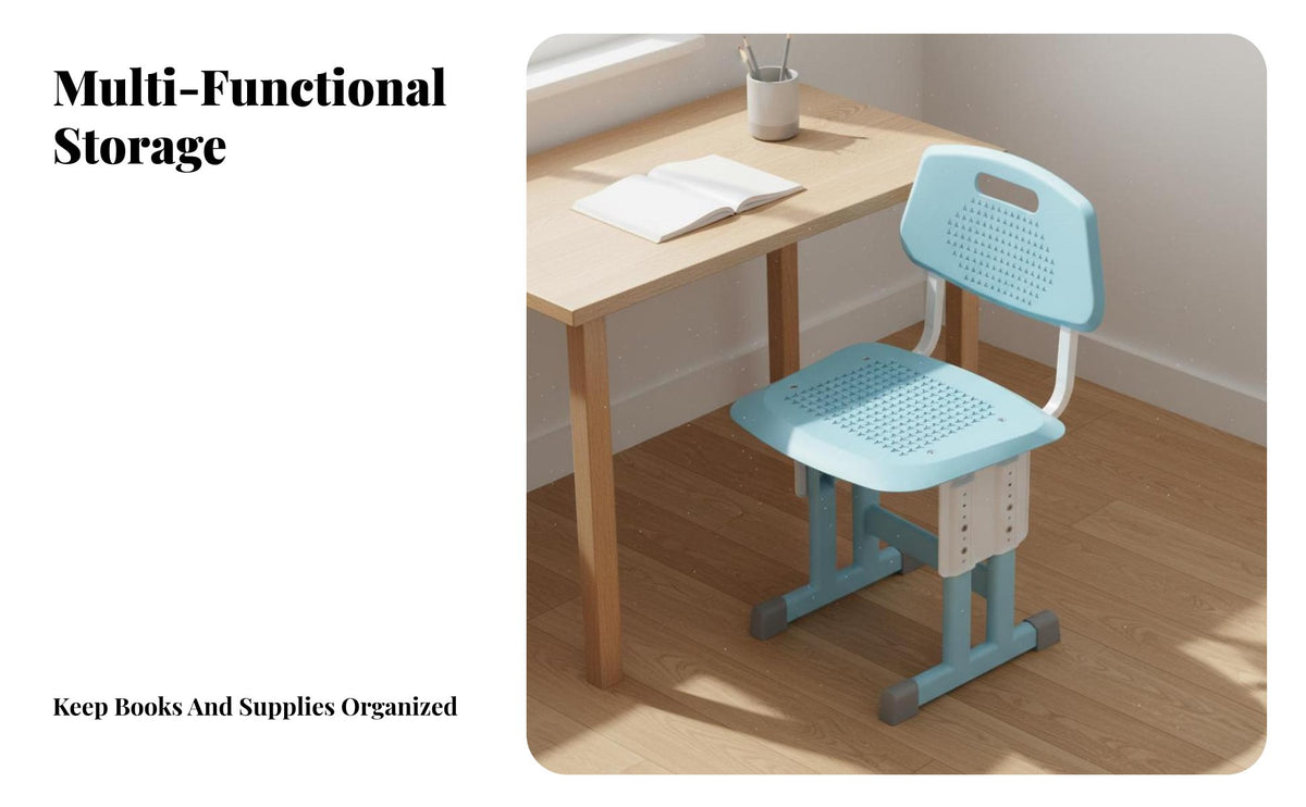 Safe & Long-Lasting Adjustable Kids Desk and Chair Set Spacious Desktop Kids Desk and Chair Set Sturdy Construction Height Adjustable Study Table Includes Bookstand for Primary School Students, Girls, Parents, Learning, Home, Bedroom, Playroom
