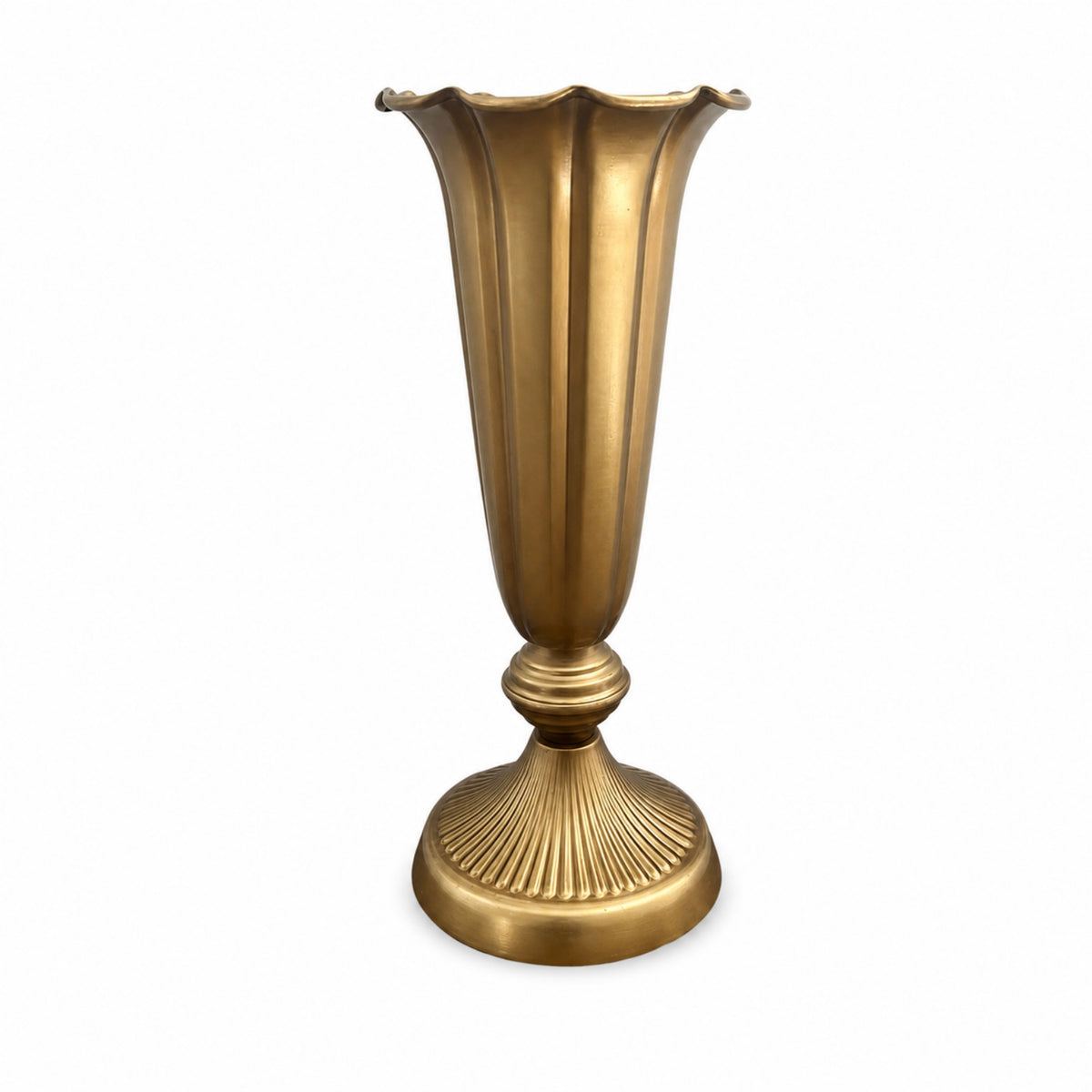 Retro Trumpet Vase Scalloped Ribbed Vase Tall Decorative for Florists, Wedding Planners