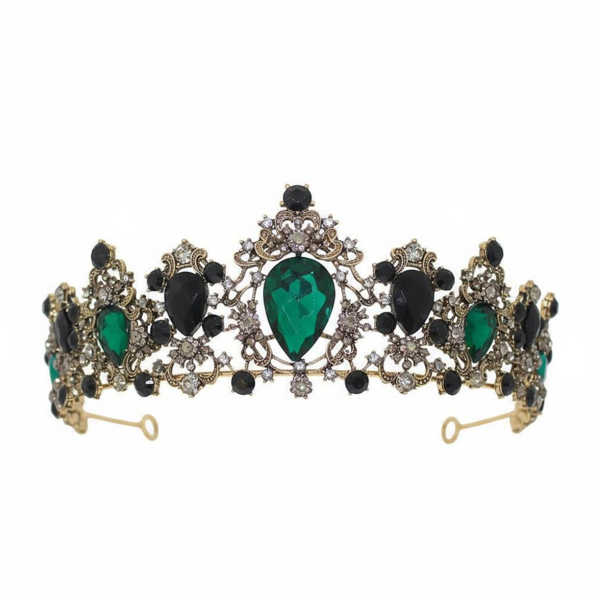 Jeweled Bridal Crown Intricate Metalwork Baroque Bridal Crown Crystal Wedding Tiara Colorful Crystal Headpiece for Weddings