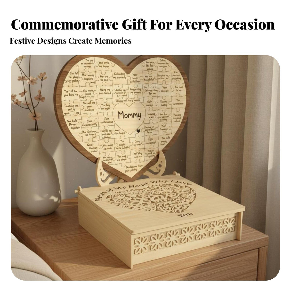 Puzzles Gift Set Heartfelt Sentiments Wooden Puzzles Box Unique Design Keepsake Item for Parents, Husband, Parent Appreciation Day, Anniversary