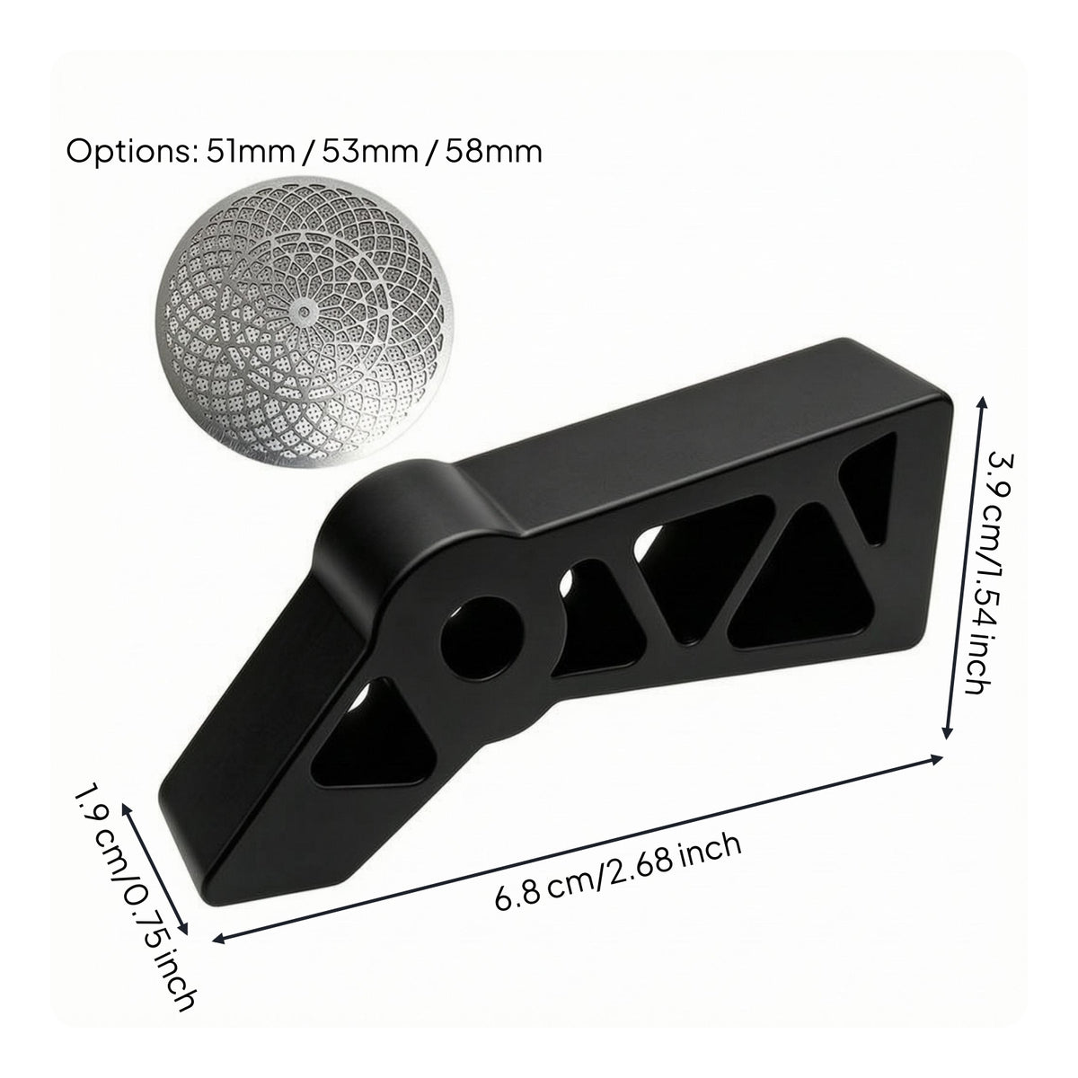 Triangular Cutouts Puck Screen Bracket Geometric Espresso Puck Screen Holder Matte Dark Water-Distribution Bracket Compact