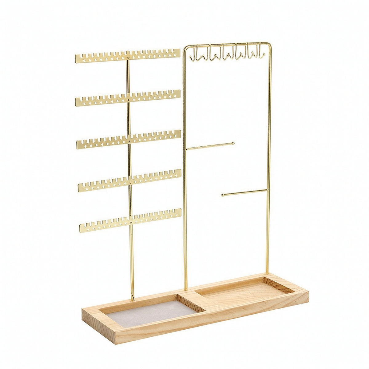 Freestanding Jewelry Stand with Wooden Base AllAll-in-One Necklace and Earring Holder Stable Jewelry Display Stand Sturdy for Vanity