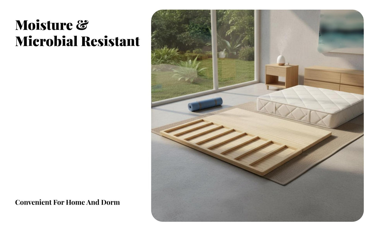 Folding Slatted Board Bi-Fold Construction Foldable Bunkie Board High Load-Bearing Capacity Mattress Foundation for Seniors, Adults, Dormitory