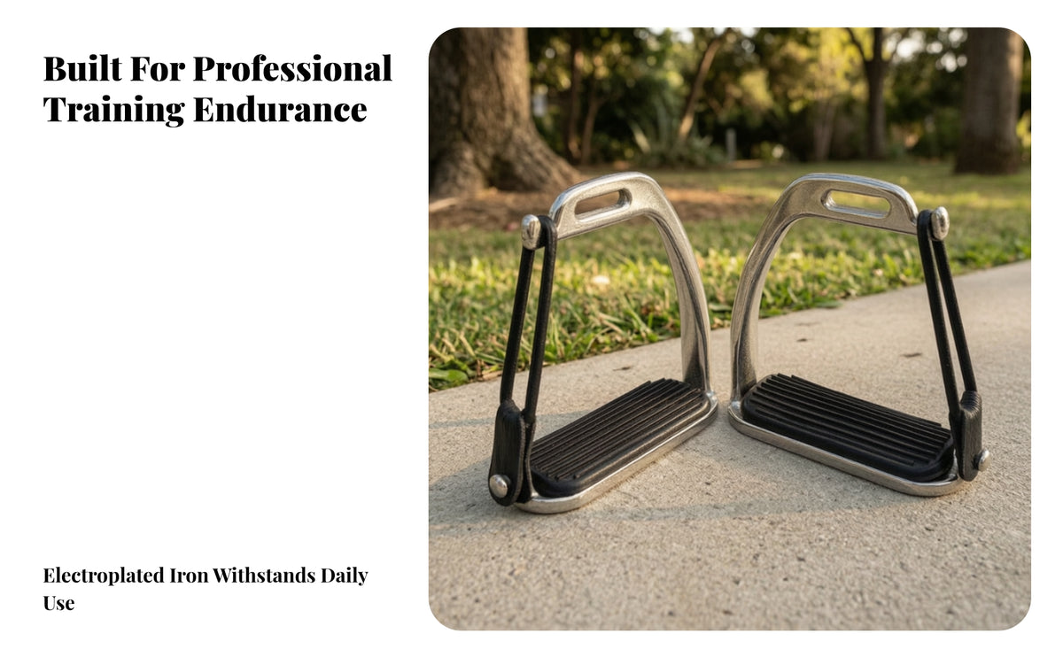 Beginner-Friendly Equestrian Stirrups | Slotted Top Opening, Non-Slip, Iron Stirrups