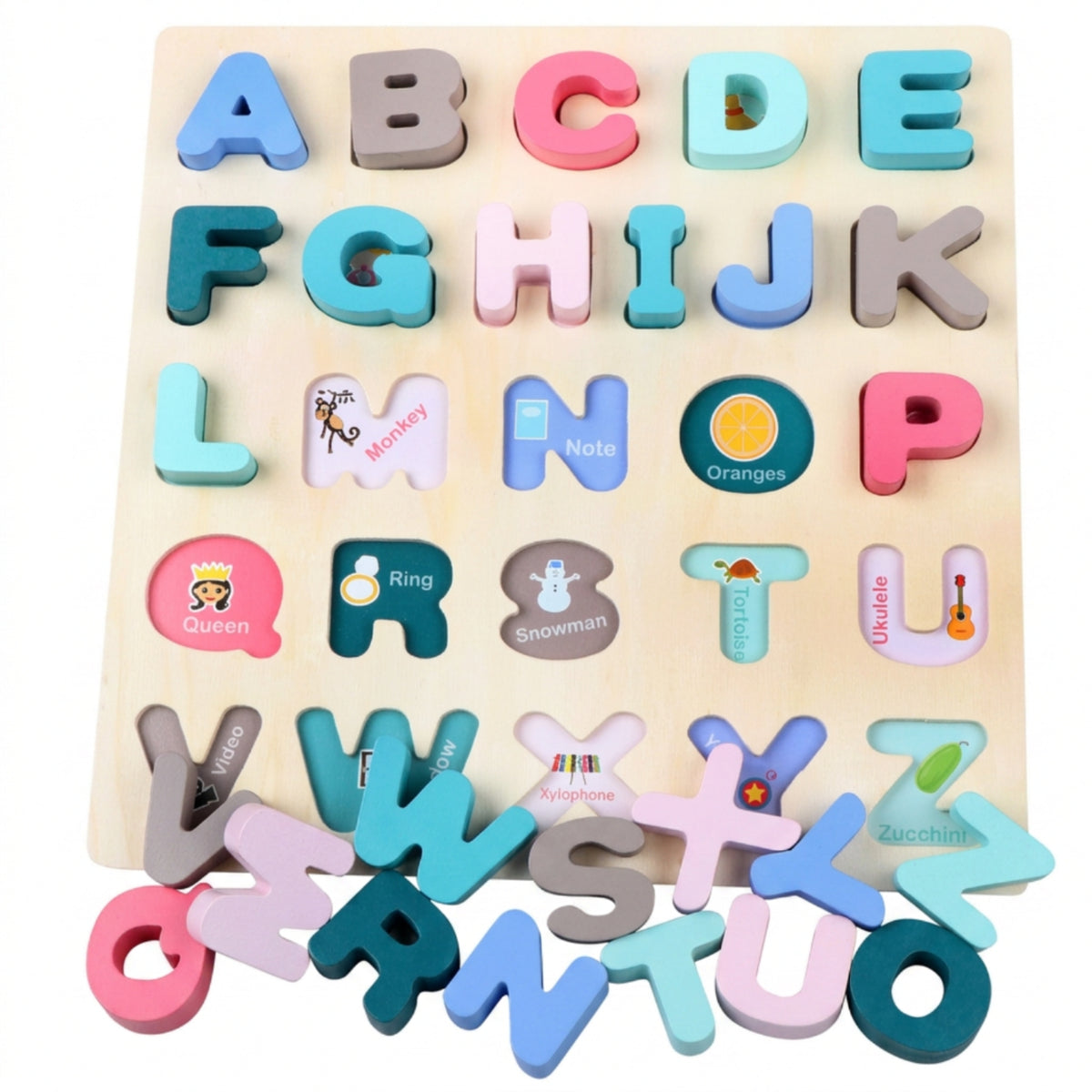 Wooden Letter Board Educational Wooden ABC Puzzle Early Learning for Young Children, Playroom