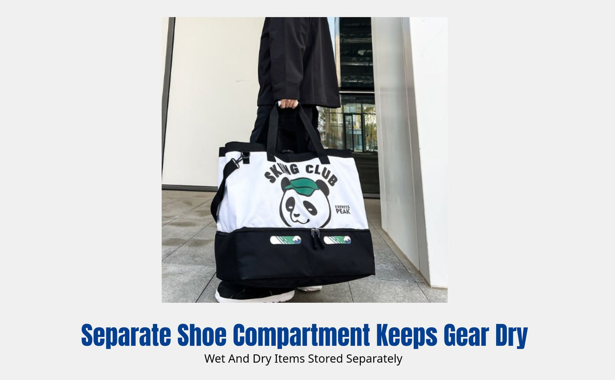 Large Capacity Sports Crossbody Bag, Oxford Cloth Gym Duffel, Shoe Compartment, Skiing Travel