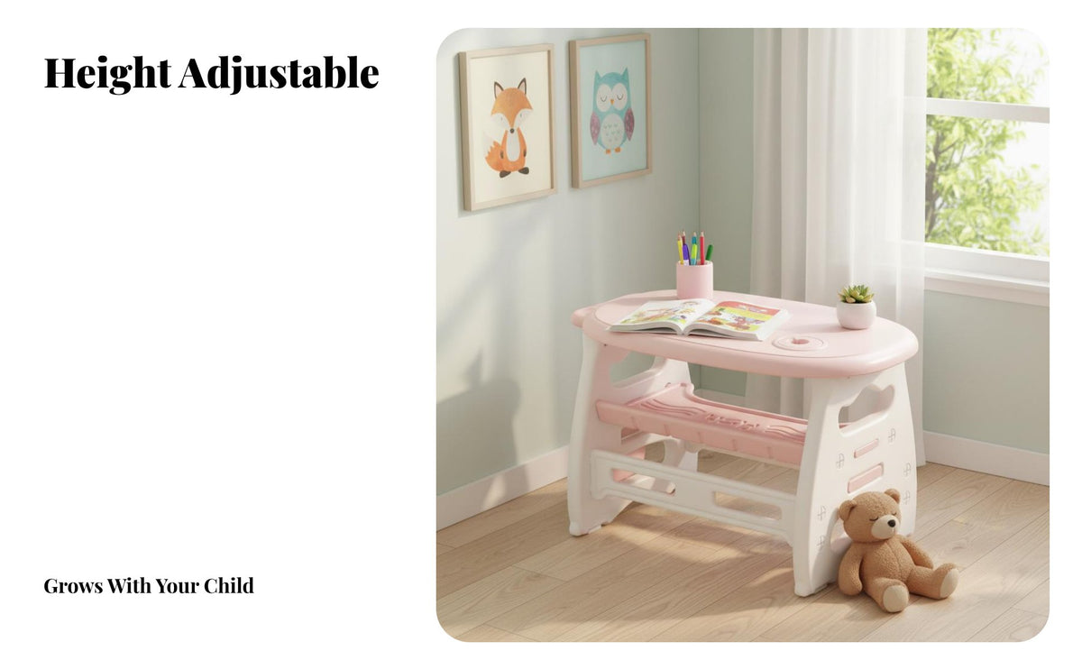 Safe Material Kids Desk and Chair Set Easy to Clean children's Study Desk with Storage Toddler Learning Table Multipurpose for Toddlers, Preschoolers, Parents, Playroom, Bedroom, Living Room, Preschool