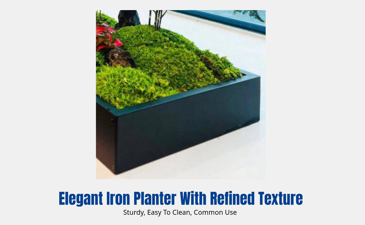 Stainless Steel Flower Trough, Iron Desktop Planter, Rectangular Moss Tray, Indoor Landscape Decor