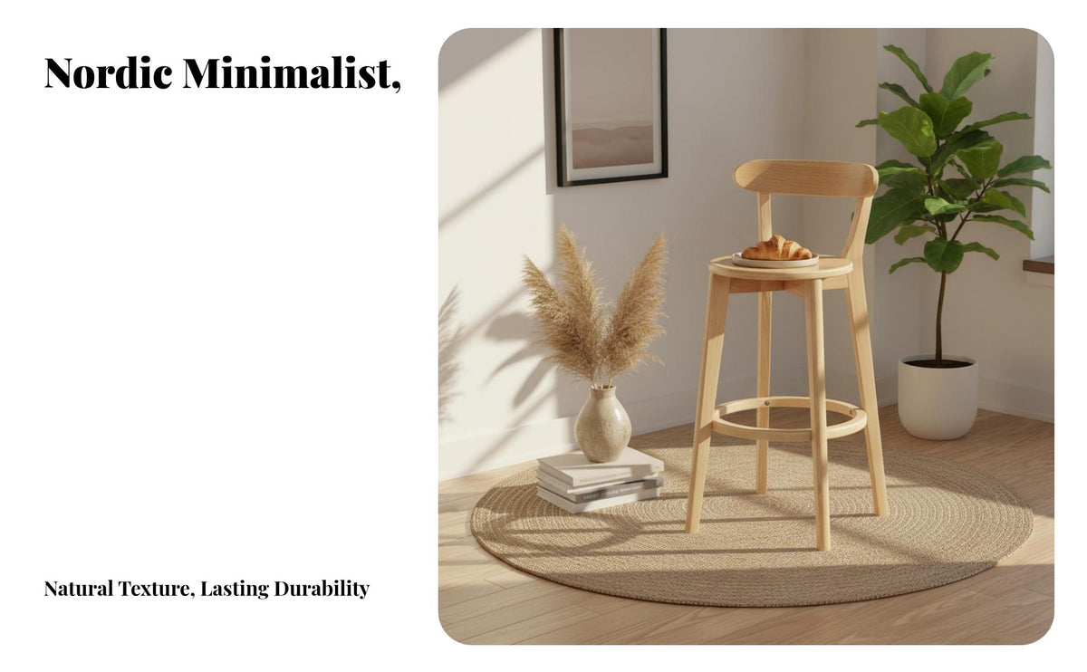 Solid Wood Frame Wooden Backrest Bar Stool Sturdy Construction Bar Chair with Backrest Ergonomic Design Modern High Counter Stool Anti-Slip Foot Pads for Restaurant Owners, Homeowners, Adults, Front Desk, Cafe