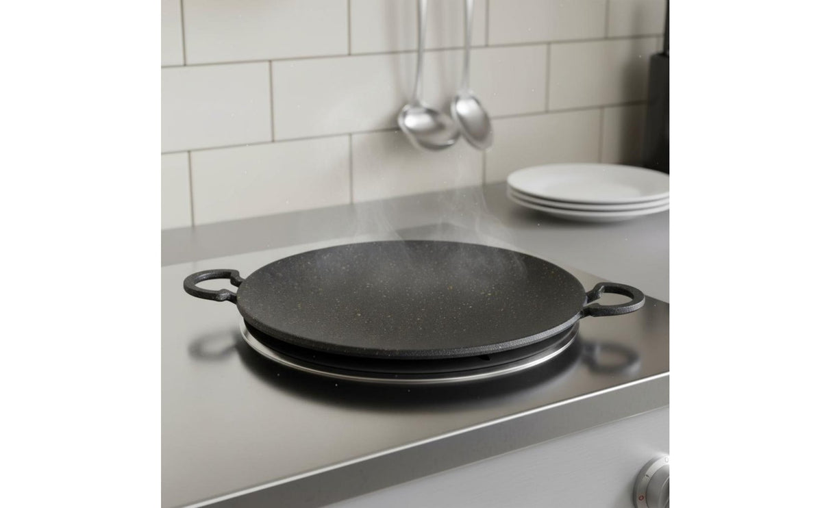 Round Nonstick Griddle Smokeless Korean Grill Pan Pan High Temperature Resistant Round Barbecue Plate for Outdoor, Camping, Picnic