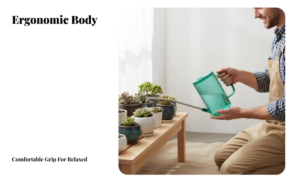 Long Spout Watering Can Nordic Design Transparent Plant Waterer Modern Design 1L Watering Jug for Owners, Balcony, Office