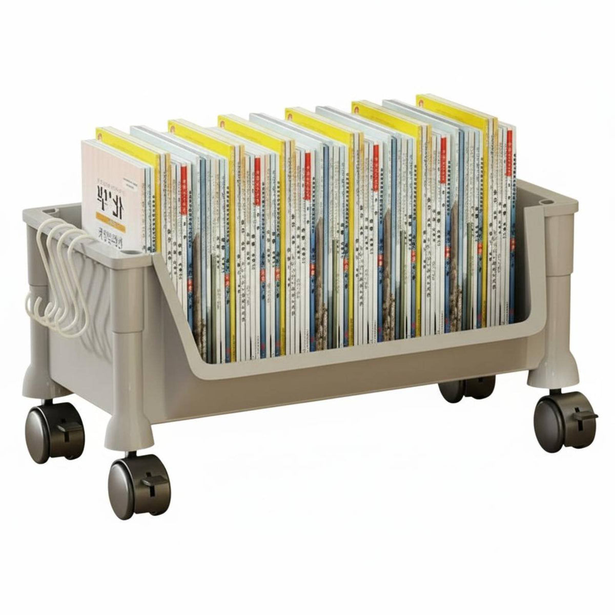 With casters Mobile Book trolley Space-Saving Multi-Tier Rolling Organizer Large Capacity book trolley Easy reach for Students, Children, educators, Study Room, Under Desk, Classroom, Library