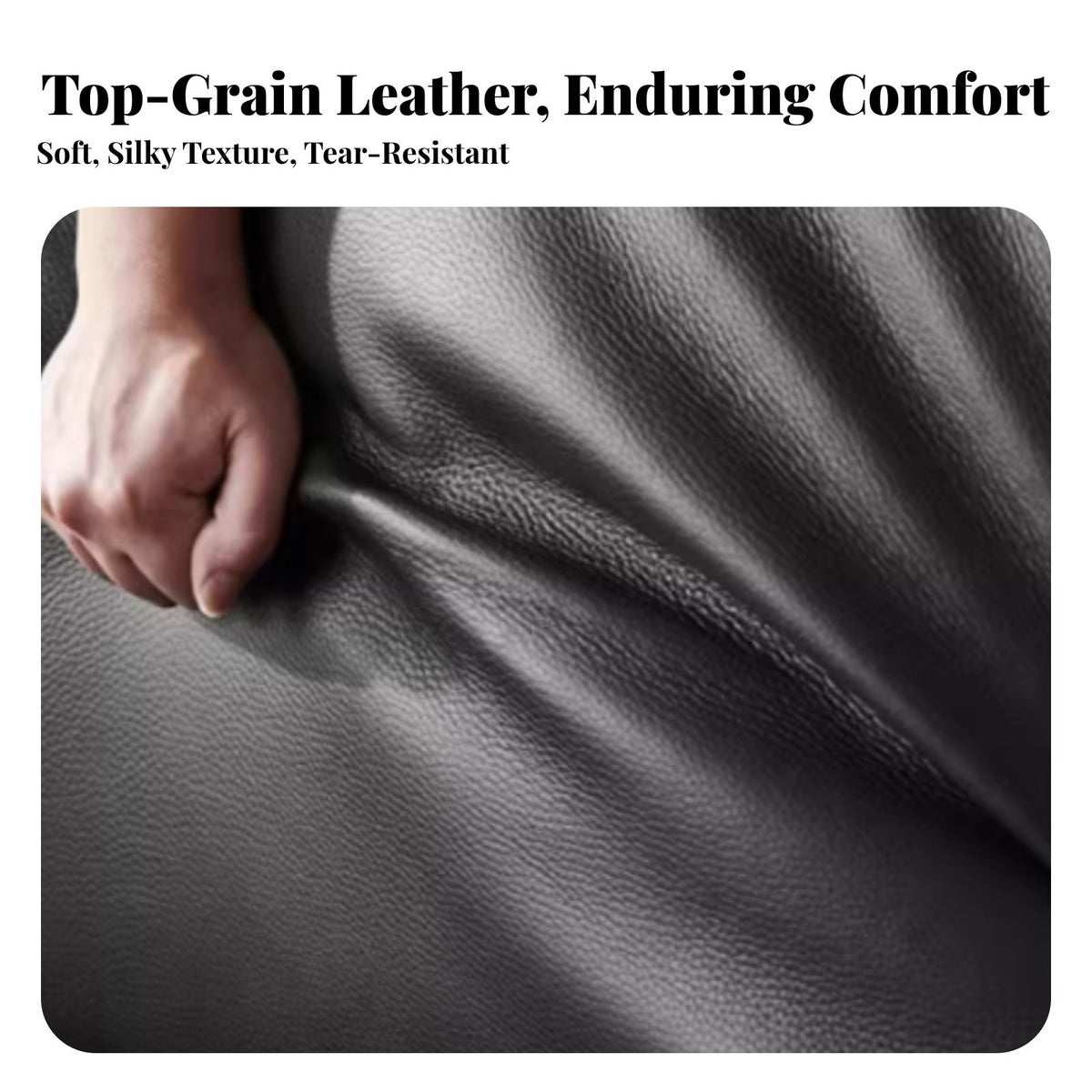 Elephant Ear Sofa Italian Minimalist Design Sofa with Pillow-Top Armrests Genuine Leather Living Room Furnishing for Homeowners, Families, Lounge Area