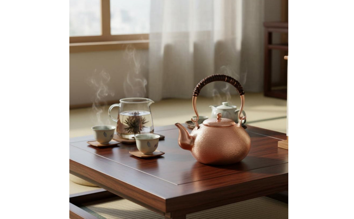 Copper Teapot Smooth Pouring Spout Copper Kettle Hook Handle Teapot for Boiling Water, Tea Ceremony