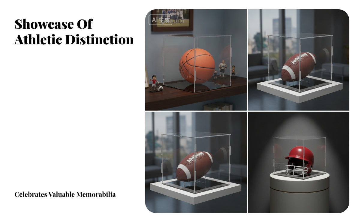 Black Base Clear Ball Display Cube Easy to Assemble Basketball Display Case Dust Protection Sports Storage